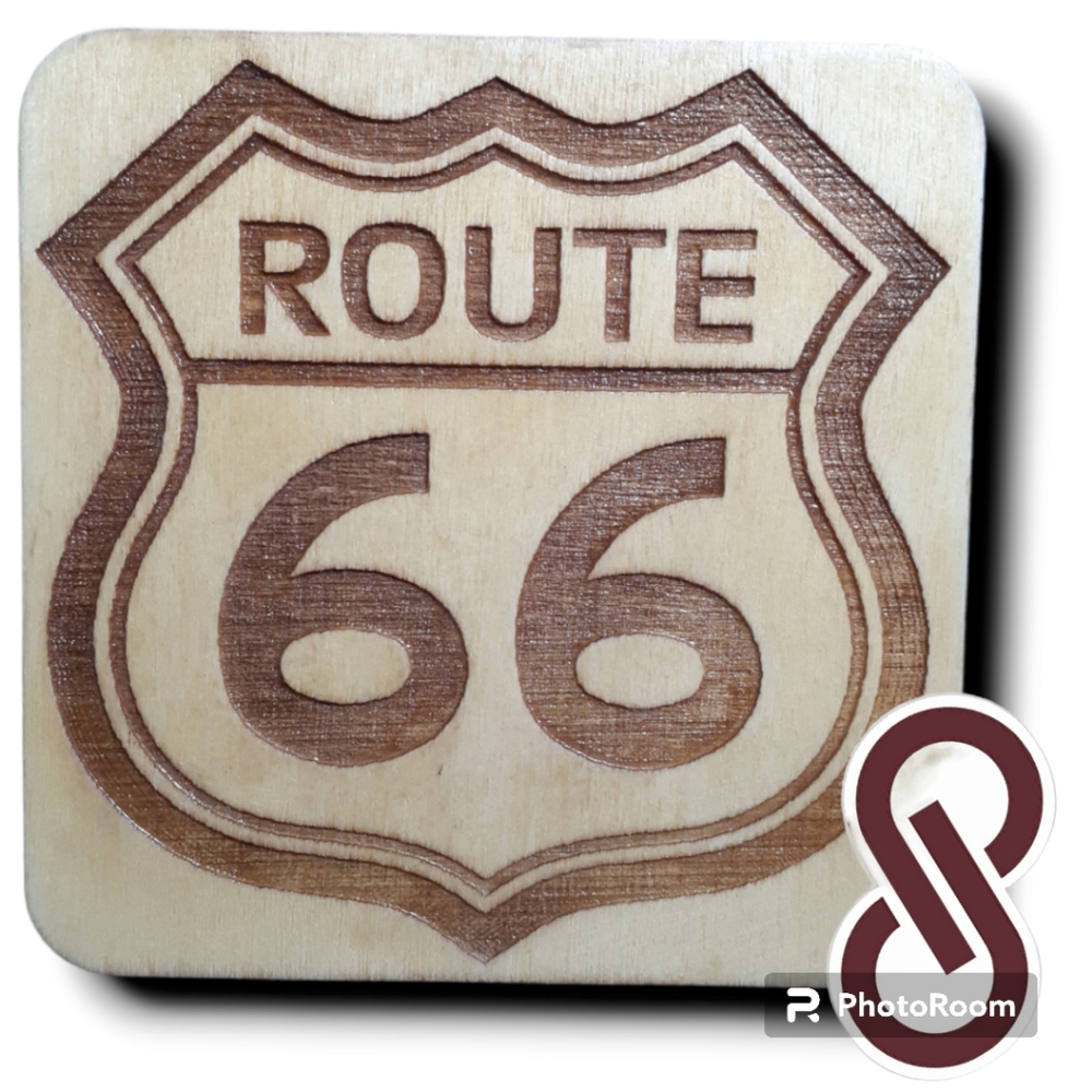 LASER ENGRAVED WOODEN SOUVENIR " ROUTE 66 " COD/W-69